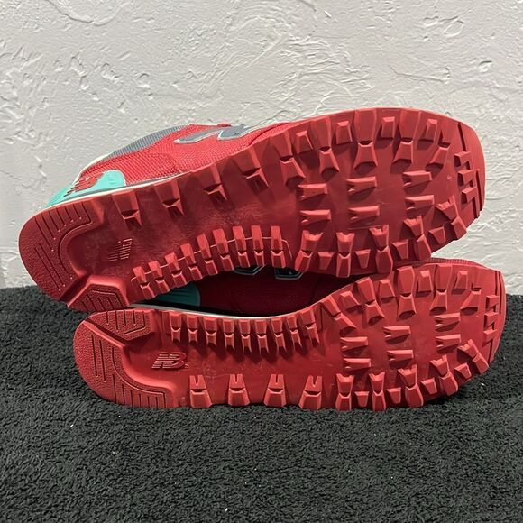 🔥🔥 NEW BALANCE 574 Red/Gray/Aqua Blue Classics  Sneakers Men Size 12 - PERFECT - Picture 10 of 13